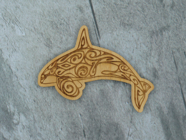 Wood Sticker - Wood Orca design