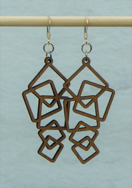 Earring - wood Squares design