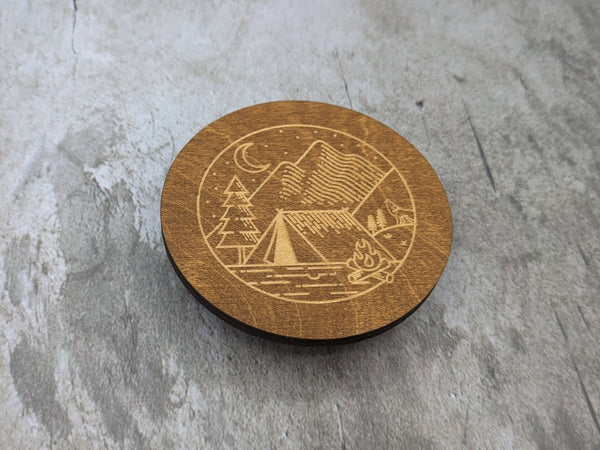Coasters - wood round camping theme