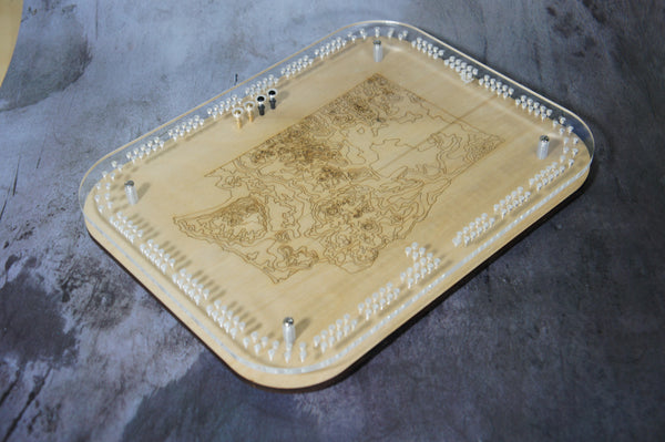 WA State Topographic Cribbage Board - with acrylic top