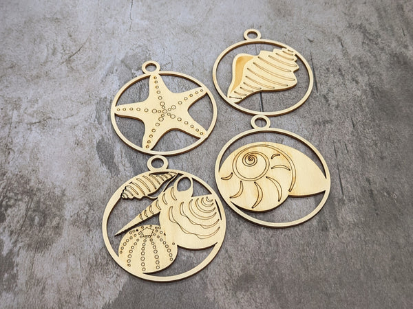 Set of 4 Ornaments - Sealife design