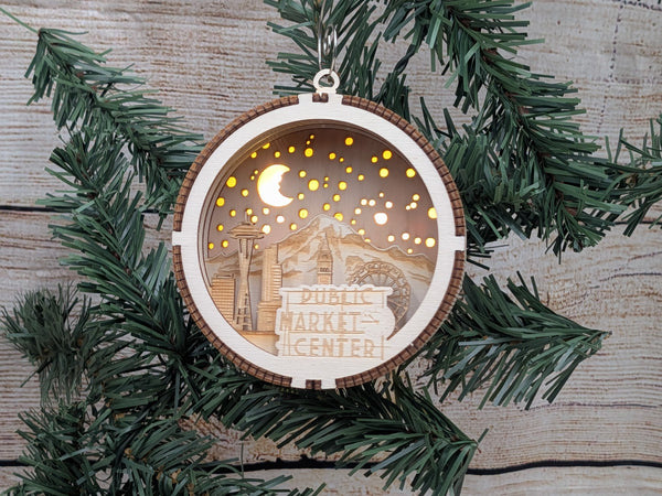 Ornament - Backlit 3D Seattle Pike Place Market