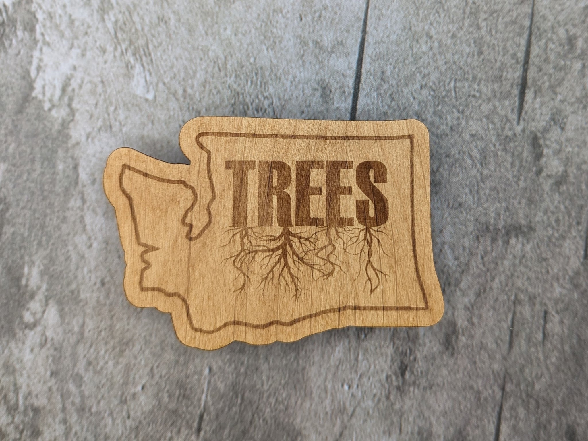 Wood Sticker - Wood  Washington Trees and Roots design