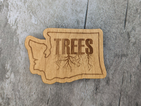 Wood Sticker - Wood  Washington Trees and Roots design