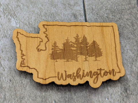 Wood Sticker - Wood  Washington with Trees