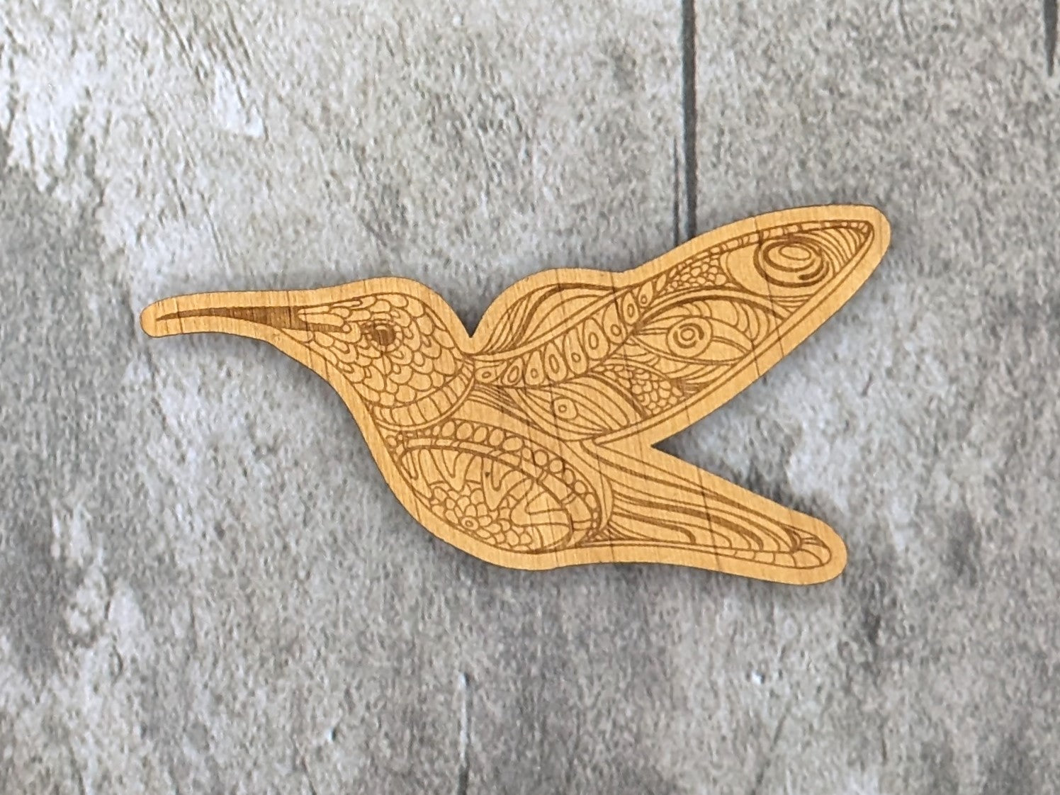 Wood Sticker - Wood Hummingbird design
