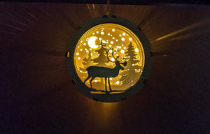 Ornament - Backlit 3D caribou design