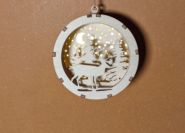 Ornament - Backlit 3D caribou design