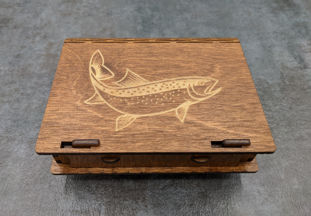 Fly Box - Laser Engraved with Living Hinge - trout image – MIY Olympia