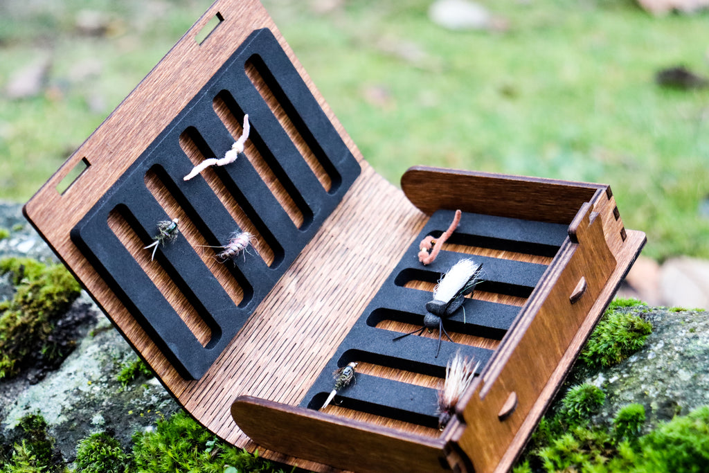 engraved fly fishing box Fly Box - Laser Engraved with Living Hinge