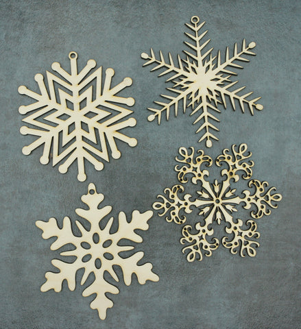 Set of 4 Ornaments - Snowflake design